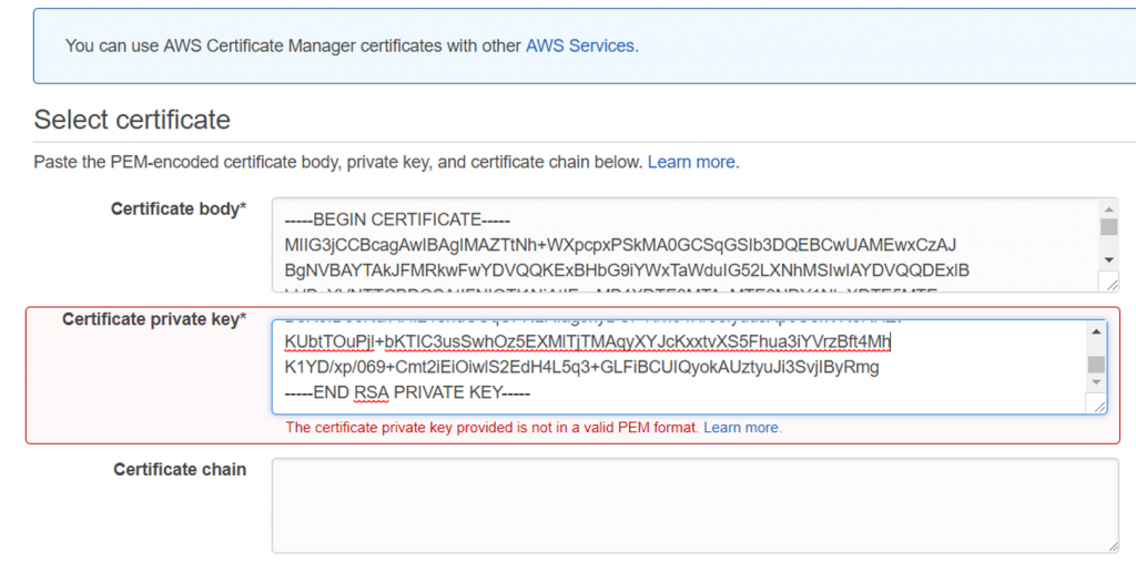 AWS – Error Importing Certificate Private Key – VirtualBonzo
